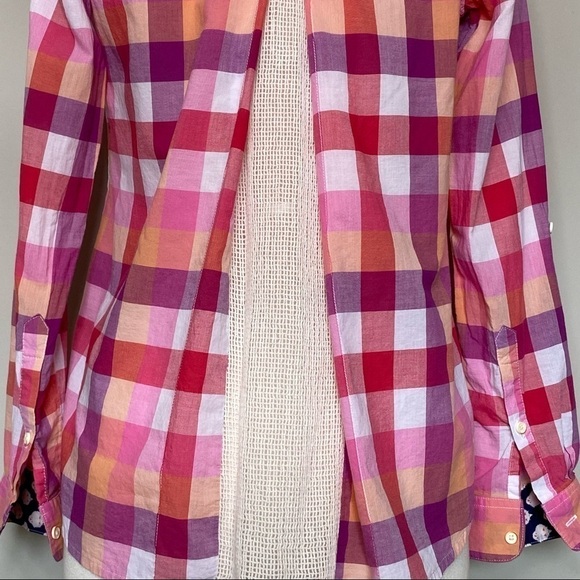 Isabella Sinclair Hibiscus Tea Pink Plaid Mixed Media Atlay Buttondown Shirt, XS - Picture 11 of 15